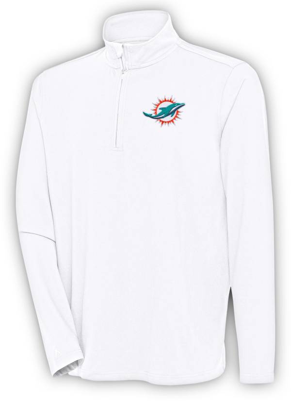 Antigua Men's Miami Dolphins White Hunk Quarter-Zip Pullover