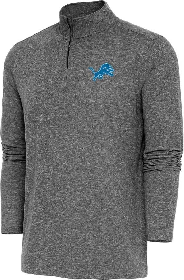 Antigua Women's Detroit Lions Upgrade Black Heather Quarter-Zip Long Sleeve  T-Shirt