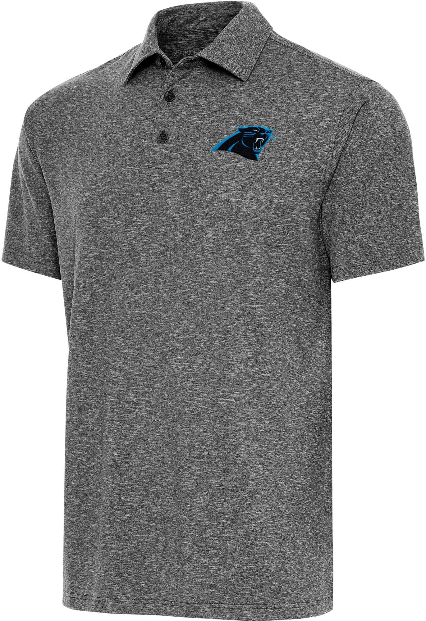 Antigua Men's Carolina Panthers Black Heather Par 3 Polo