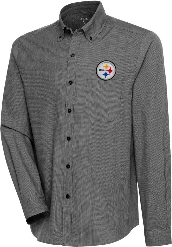 Antigua NFL Pittsburgh Steelers Men's par Polo, Black, Small