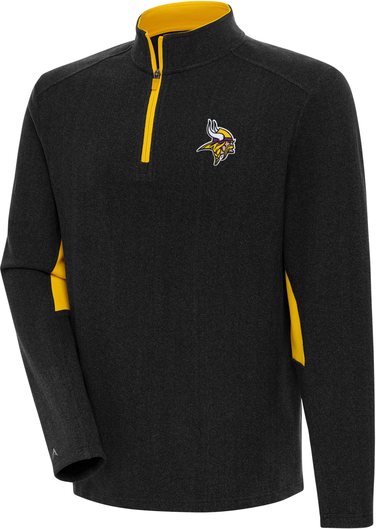 Antigua Men's Minnesota Vikings Boyfriend Phenom Black Quarter-Zip Pullover