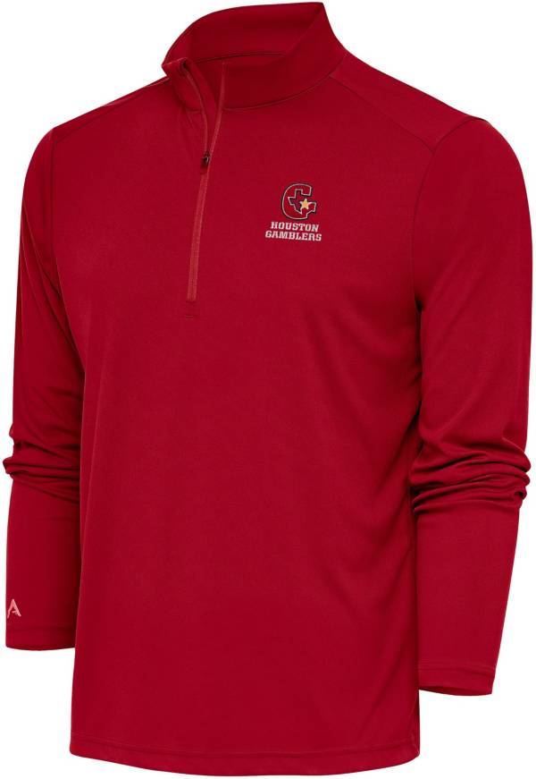 Antigua Men's Houston Gamblers Tribute Red Quarter-Zip Pullover product image