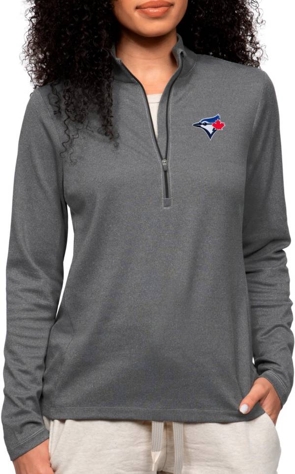 Men's Antigua Red Toronto Blue Jays Team Quarter-Zip Pullover Top Size: Medium