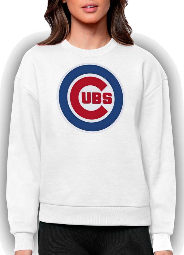 Antigua Women's Chicago Cubs White Victory Crew Pullover