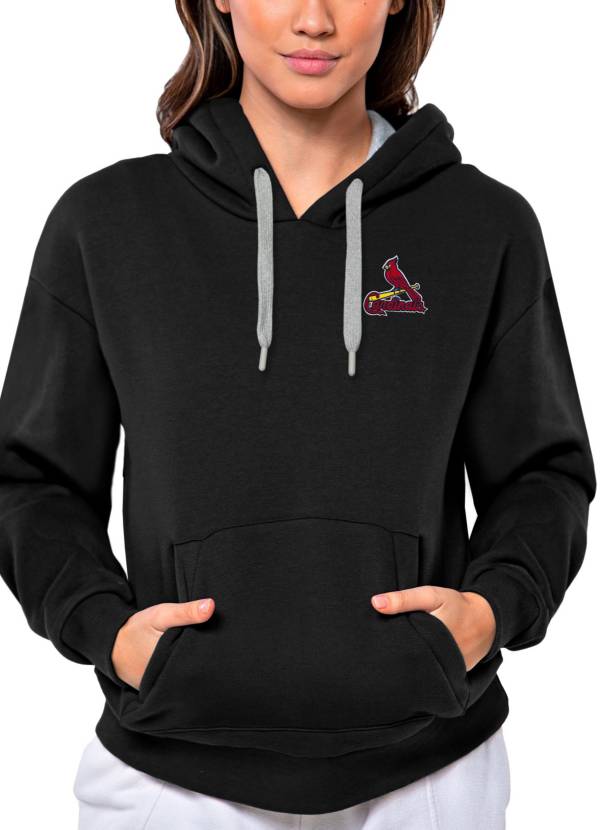 Antigua Women's St. Louis Cardinals Black Victory Hooded Pullover