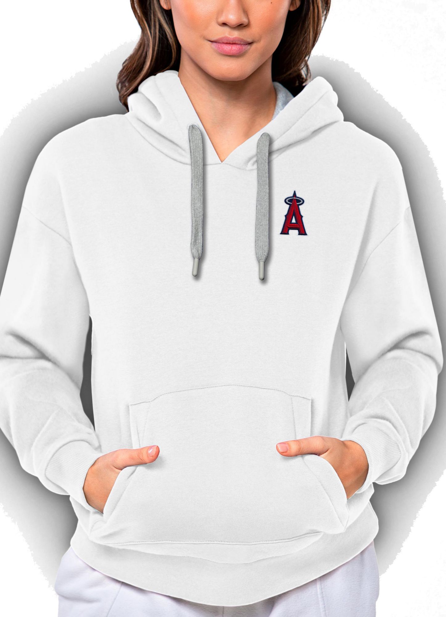 Antigua Women's Los Angeles Angels White Victory Hooded Pullover