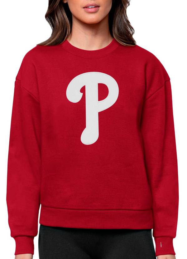 Antigua Women's Philadelphia Phillies Red Victory Crew Pullover