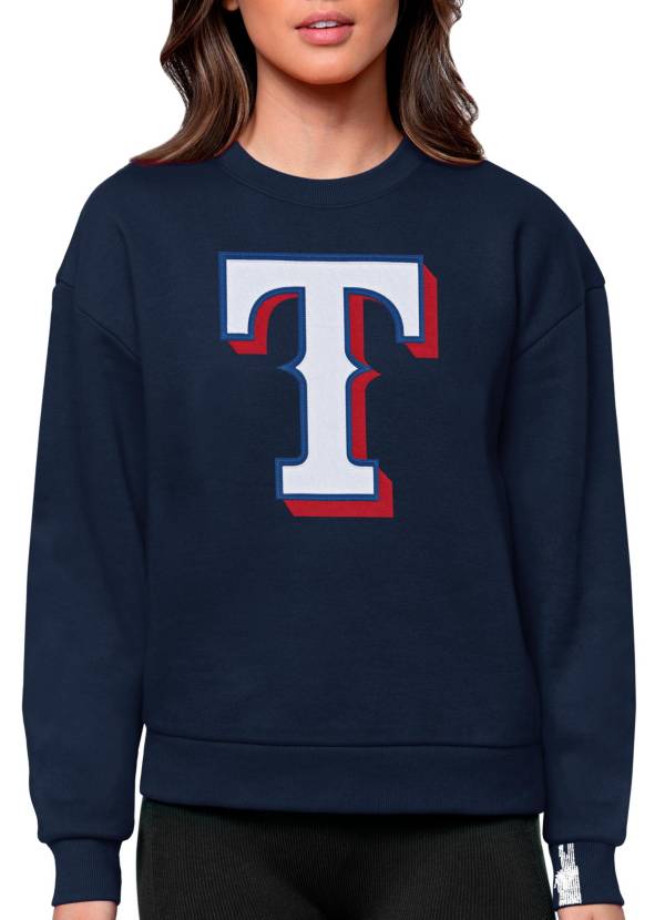 Antigua Women's Atlanta Braves Navy Victory Crew Pullover