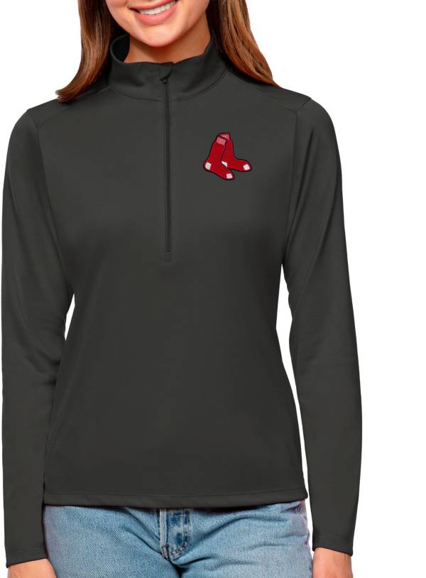 Antigua Women's Boston Red Sox Gray Tribute 1/2 Zip Pullover product image