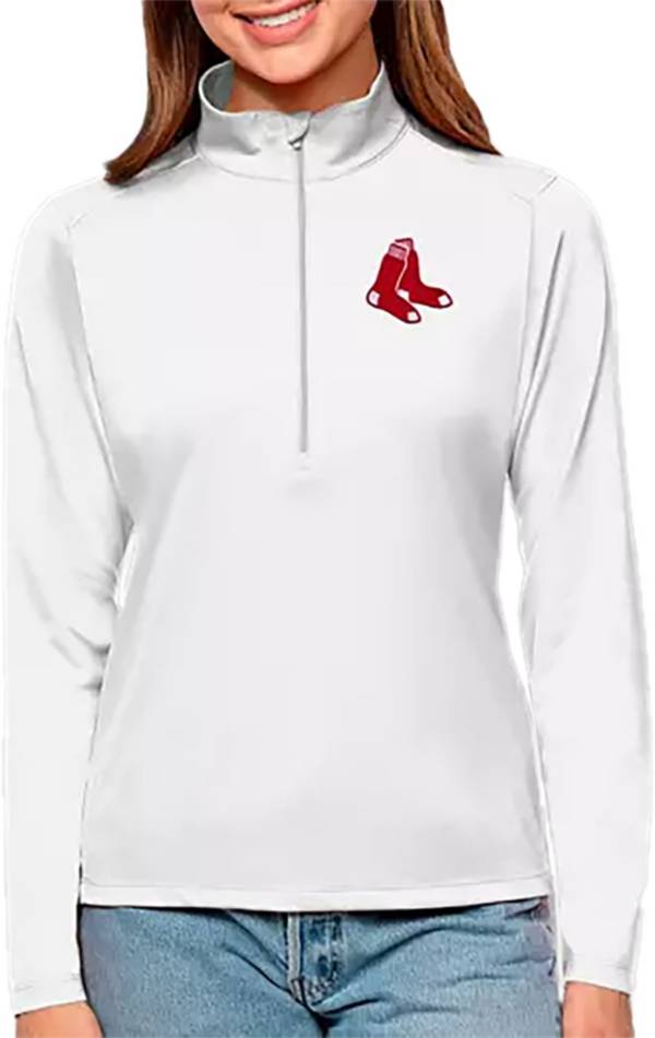 Antigua Women's Boston Red Sox White Tribute 1/2 Zip Pullover