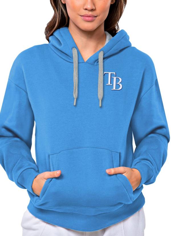 Antigua MLB Tampa Bay Rays Women's Victory Pullover Hood, Blue, Small, Cotton