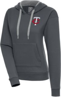 Chicago Cubs Antigua Victory Pullover Hoodie - Black/Heather Gray