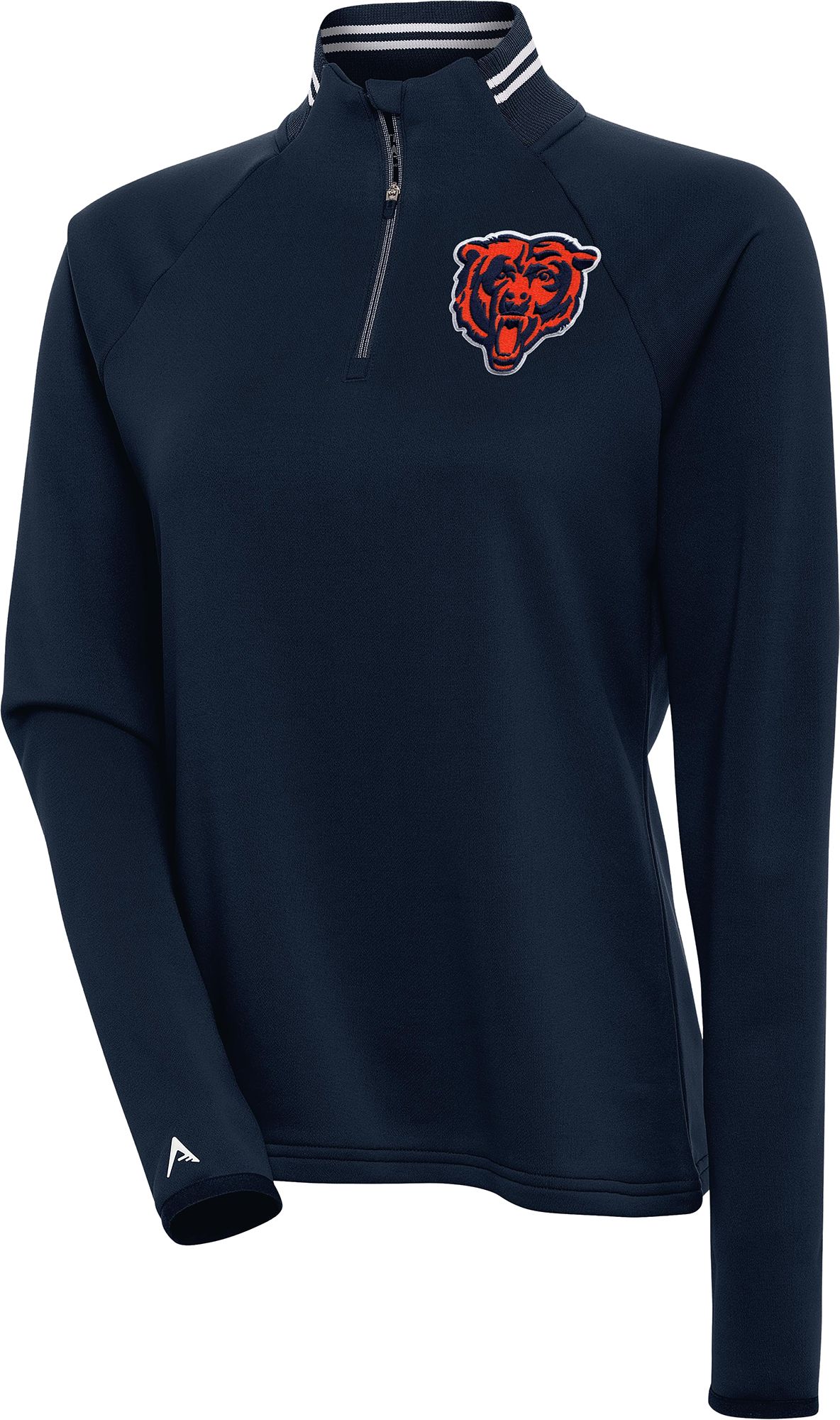 Antigua Women's Chicago Bears Milo Navy/White Quarter-Zip Long Sleeve T-Shirt