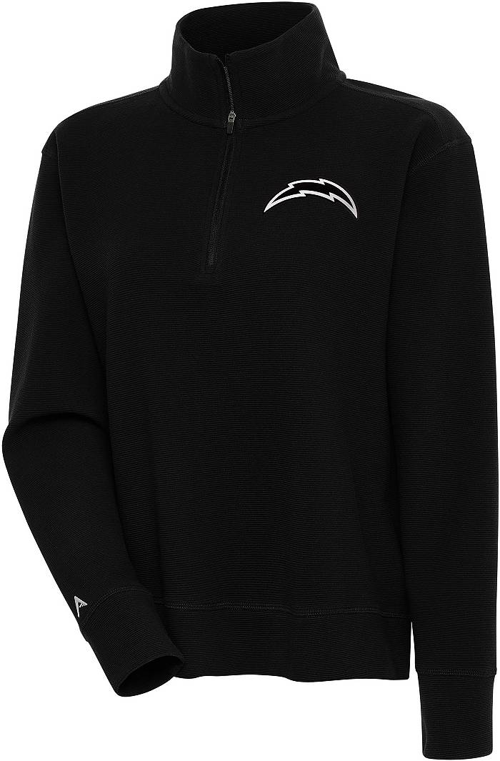 Women's Antigua Black Los Angeles Chargers Parker V-Neck Pullover Sweatshirt