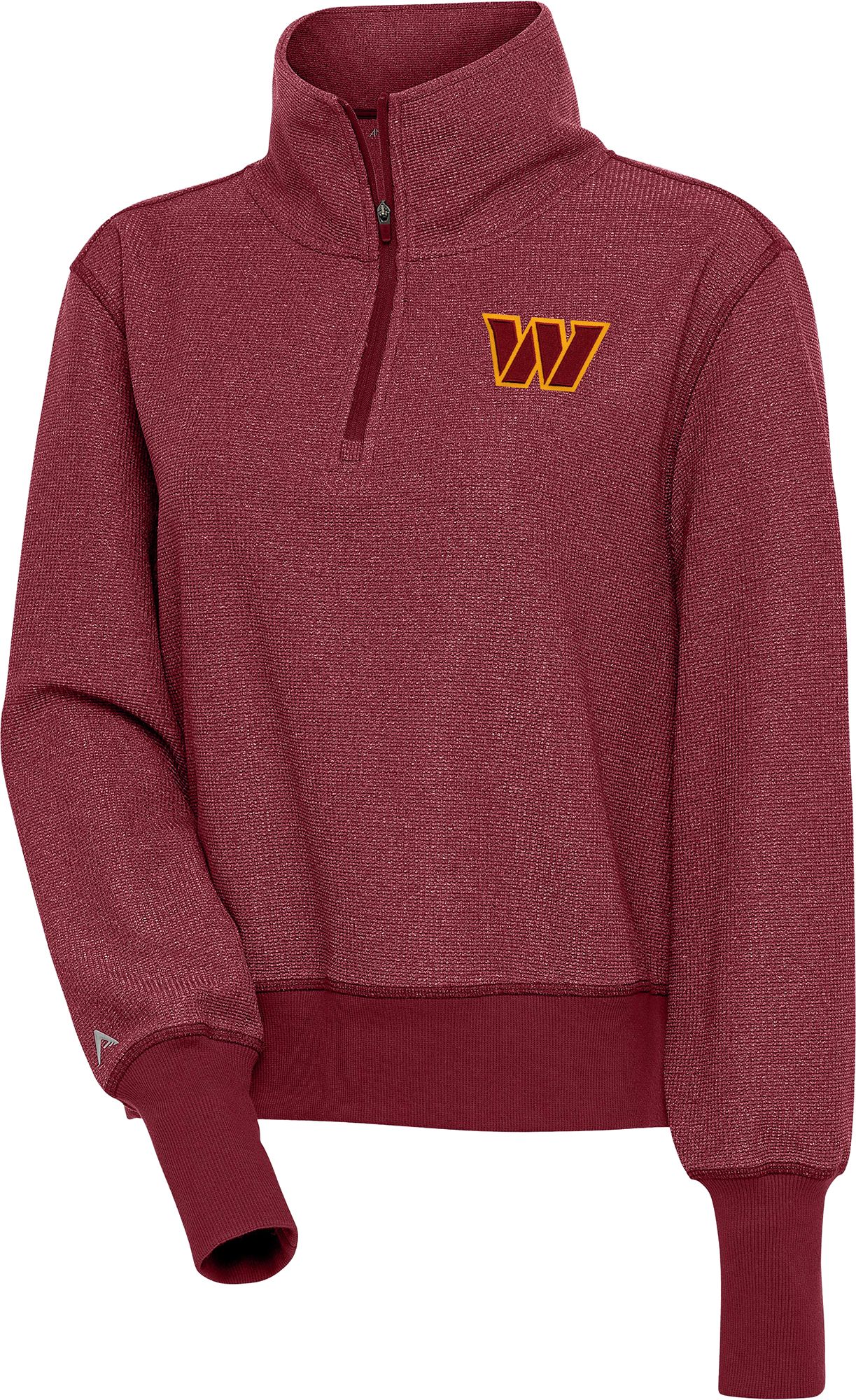 Antigua Women's Washington Commanders Upgrade Cabernet Heather Quarter-Zip Long Sleeve T-Shirt