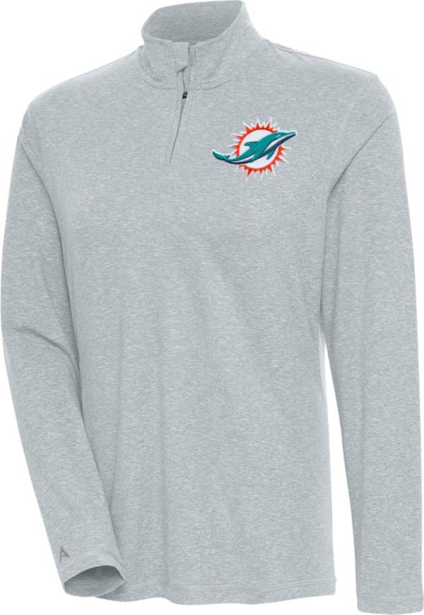 Antigua Women's Miami Dolphins Confront Grey Quarter-Zip Long