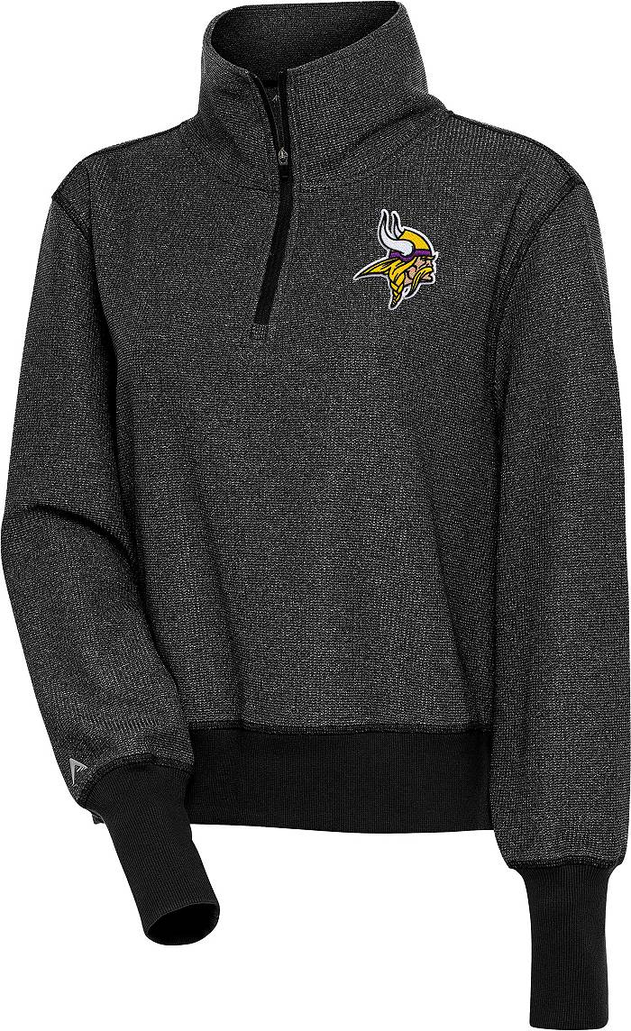 Antigua Women's Minnesota Vikings Upgrade Black Heather Quarter-Zip Long  Sleeve T-Shirt