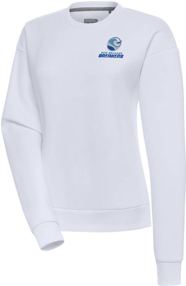 Antigua Women's New Orleans Breakers Victory White Crew Sweatshirt product image