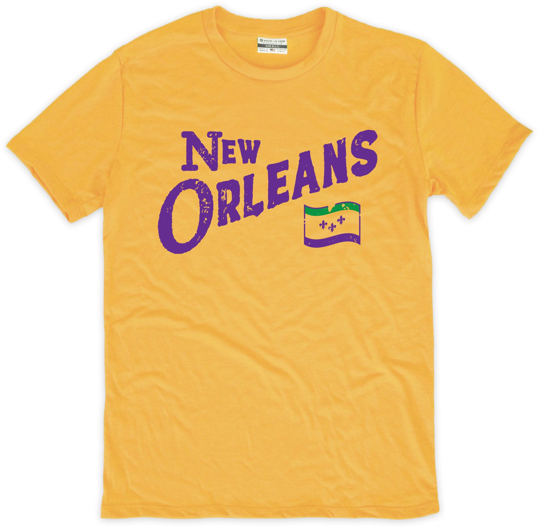 Where I'm From Adult New Orleans Script Flag T-Shirt