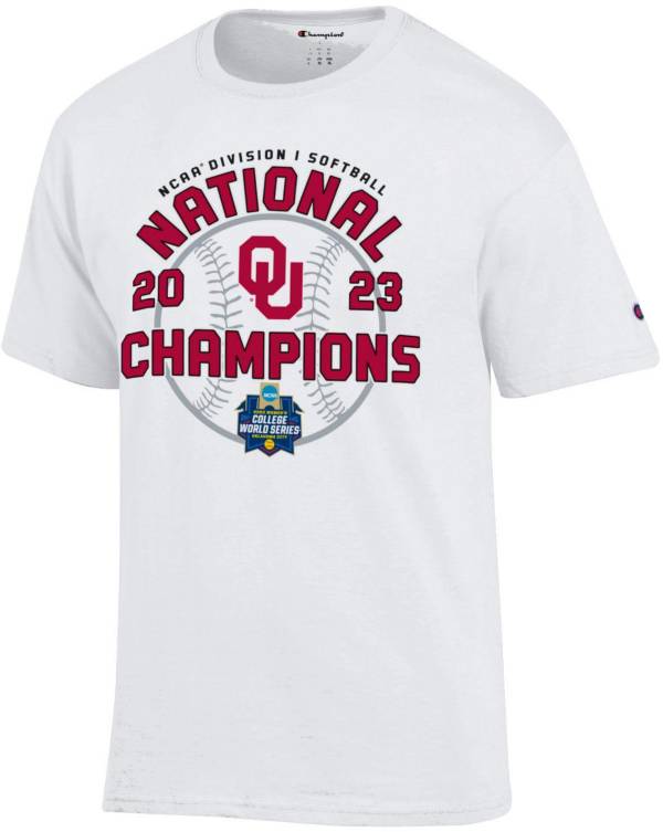 Champion Oklahoma Sooners 2023 NCAA Softball Women's College World Series Champions Locker Room T-Shirt, XXL, White