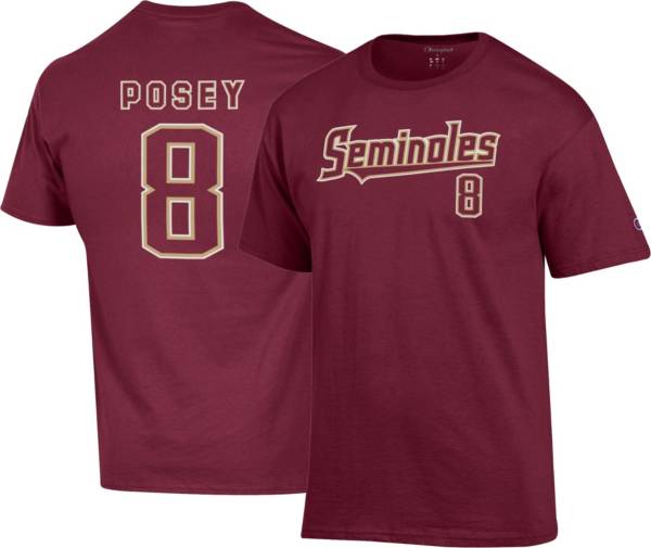 Youth Champion Buster Posey Garnet Florida State Seminoles Name & Number  T-Shirt