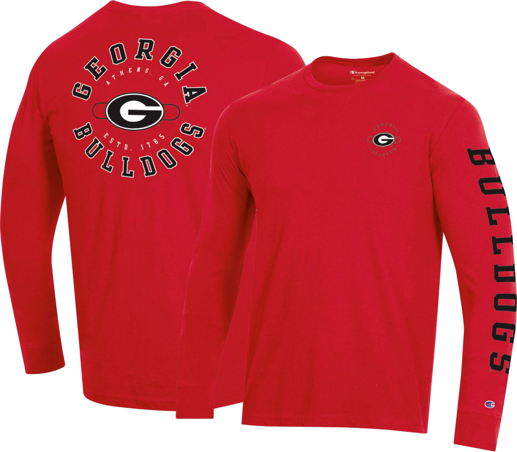 Champion Men's Georgia Bulldogs Red Lifestyle Long Sleeve T-Shirt ...