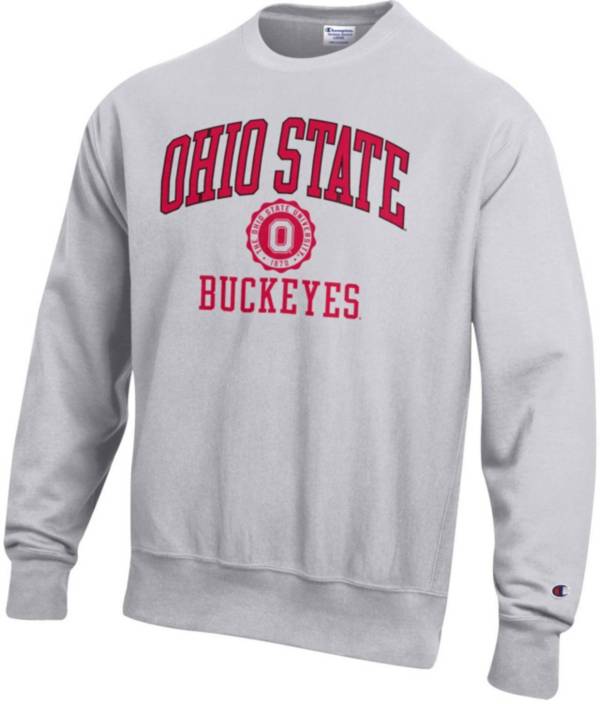 Champion Men's Ohio State Buckeyes Silver Reverse Weave Crew