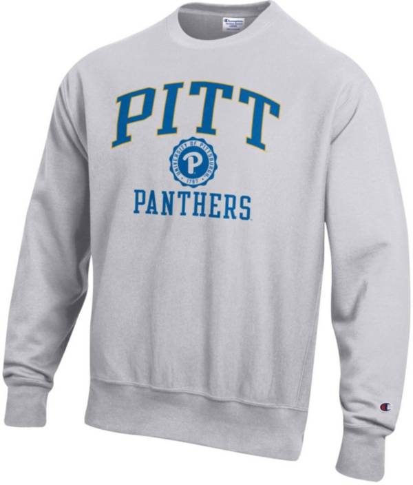 Champion Men's Pitt Panthers Silver Grey Reverse Weave Crew Pullover Sweatshirt product image