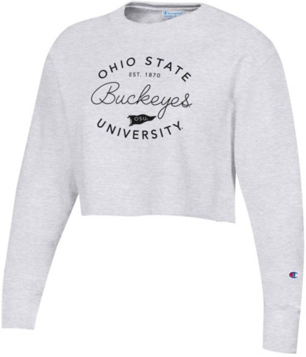Champion Women's Ohio State Buckeyes Grey Reverse Weave Crew