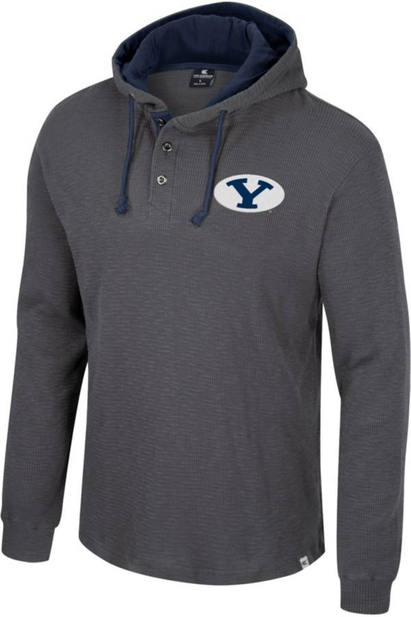 Colosseum Men s BYU Cougars Charcoal Hooded Henley Sweater