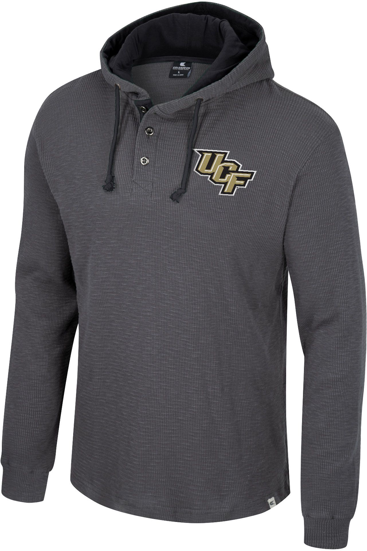 Colosseum Men's UCF Knights Charcoal Hooded Henley Sweater