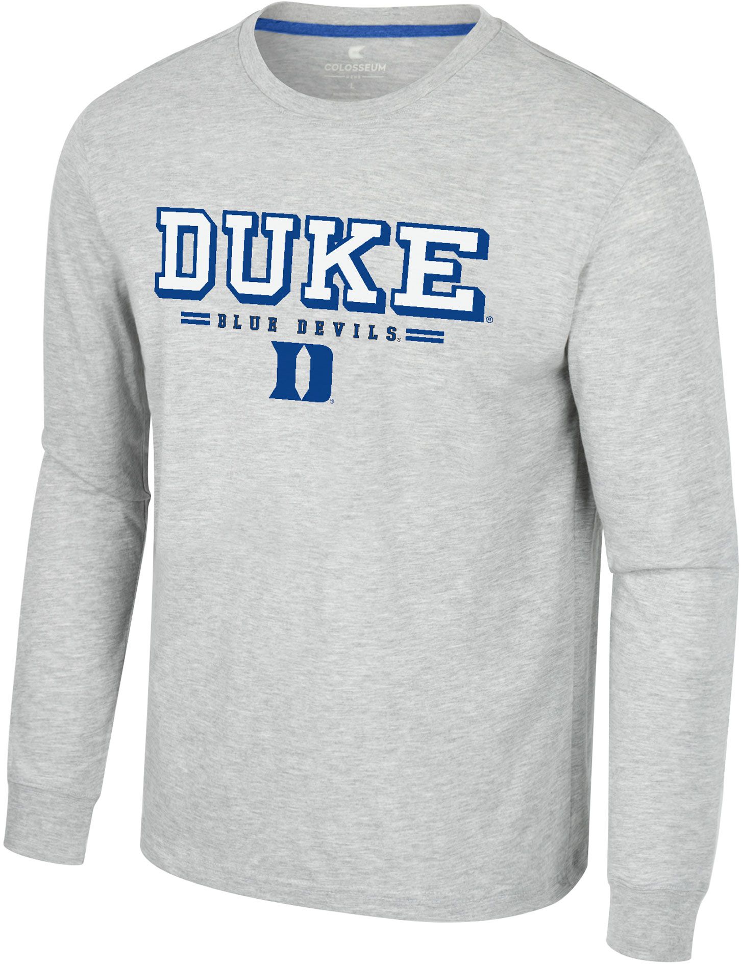 Colosseum Men's Duke Blue Devils Heather Grey Hasta La Vista Long Sleeve T-Shirt