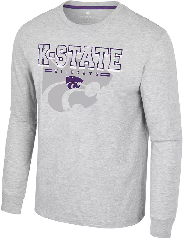 Colosseum Men's Kansas State Wildcats Heather Grey Hasta La Vista Long Sleeve T-Shirt, XXL, Gray
