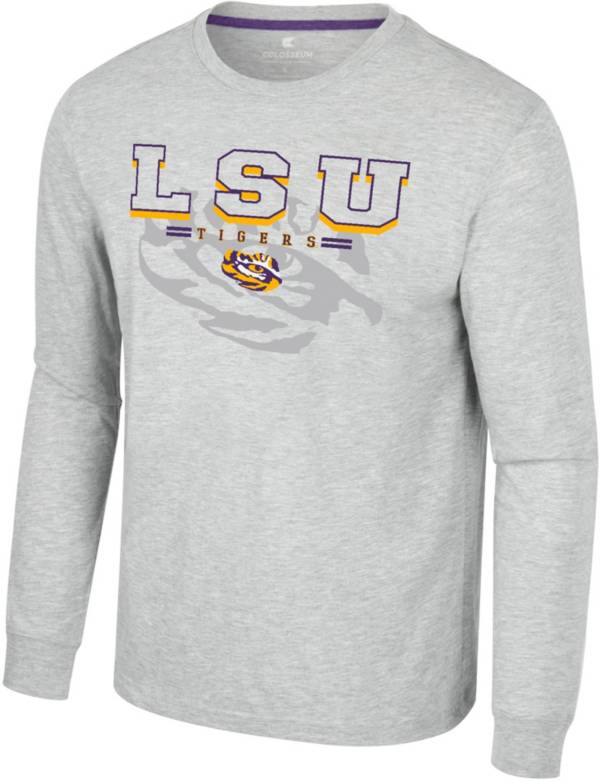 Colosseum Men's LSU Tigers Heather Grey Hasta La Vista Long Sleeve T ...