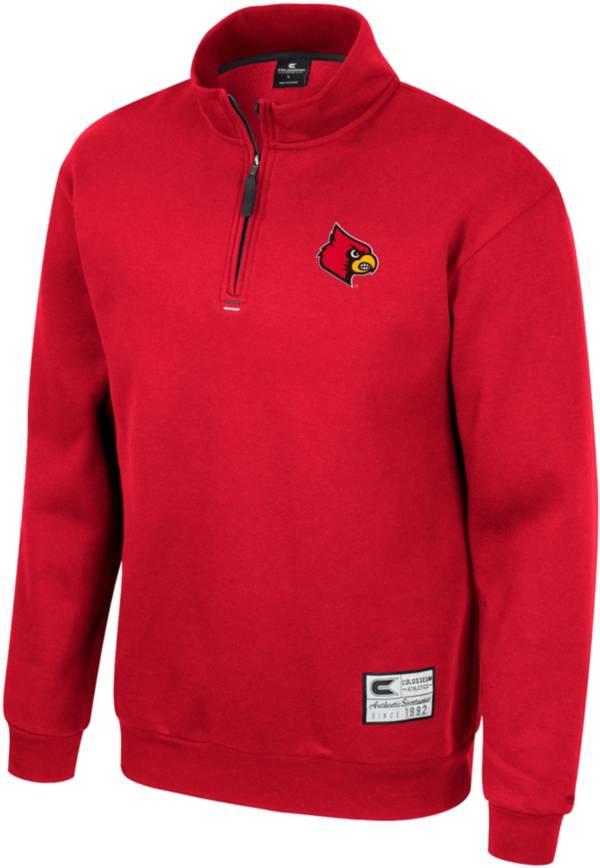Colosseum Men's Louisville Cardinals Cardinal Red I'll Be Back 1/4 Zip Pullover, Small | Holiday Gift