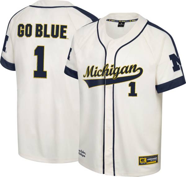 Colosseum Men's Michigan Wolverines White Grit Replica Baseball Jersey product image