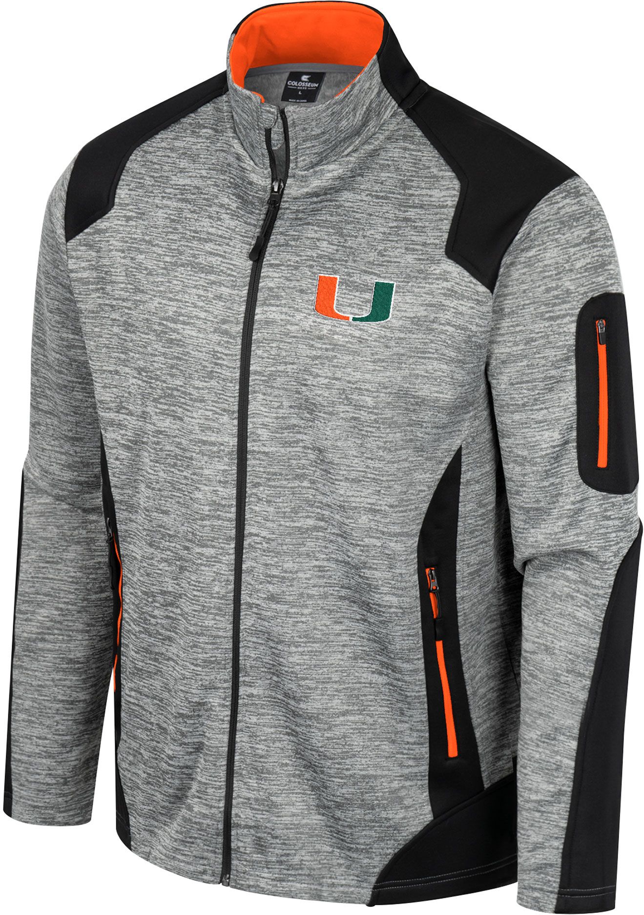 Colosseum Men's Miami Hurricanes Grey Silberman Full-Zip Jacket