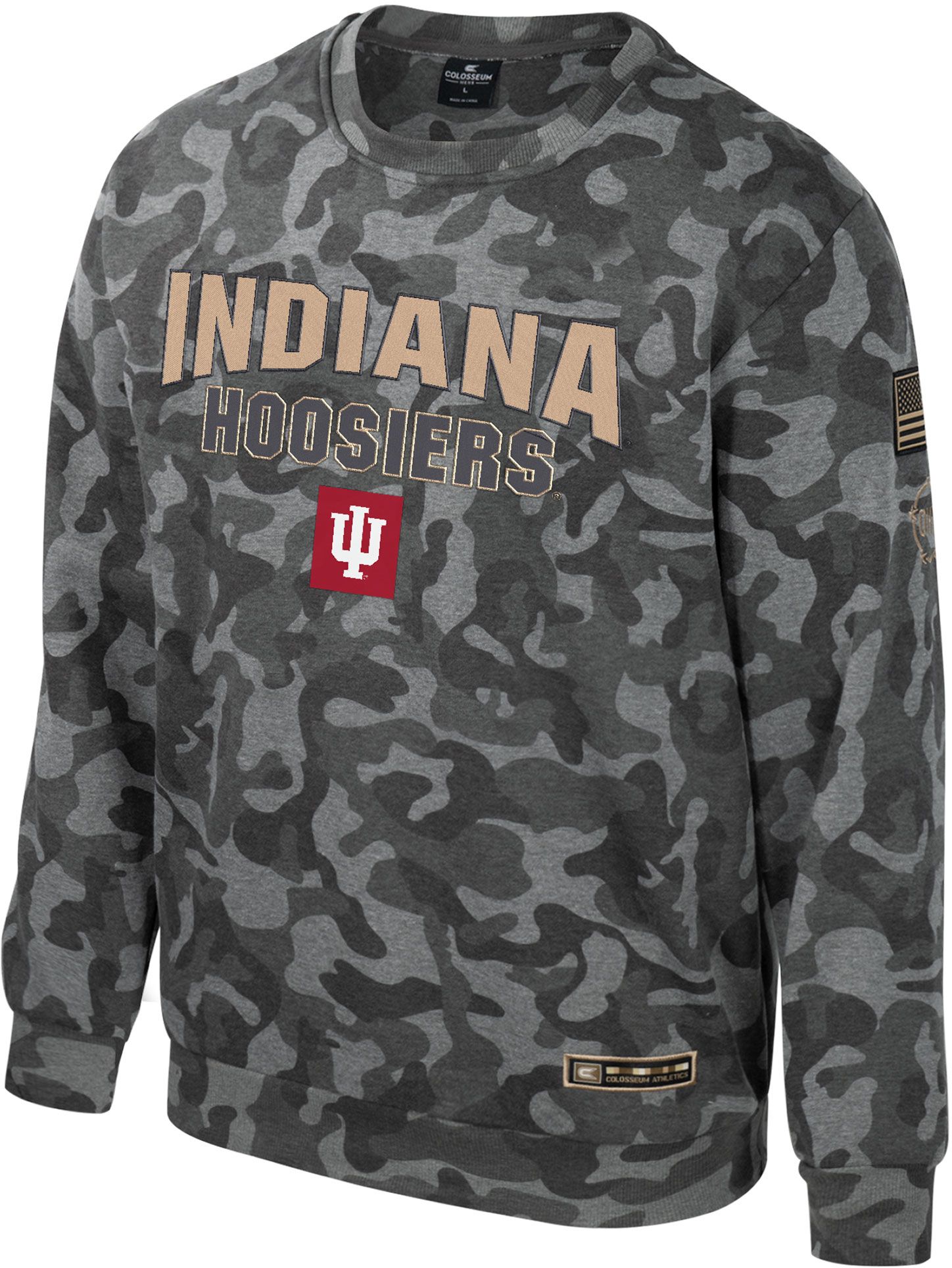 Colosseum Men's Indiana Hoosiers Camo Crewneck