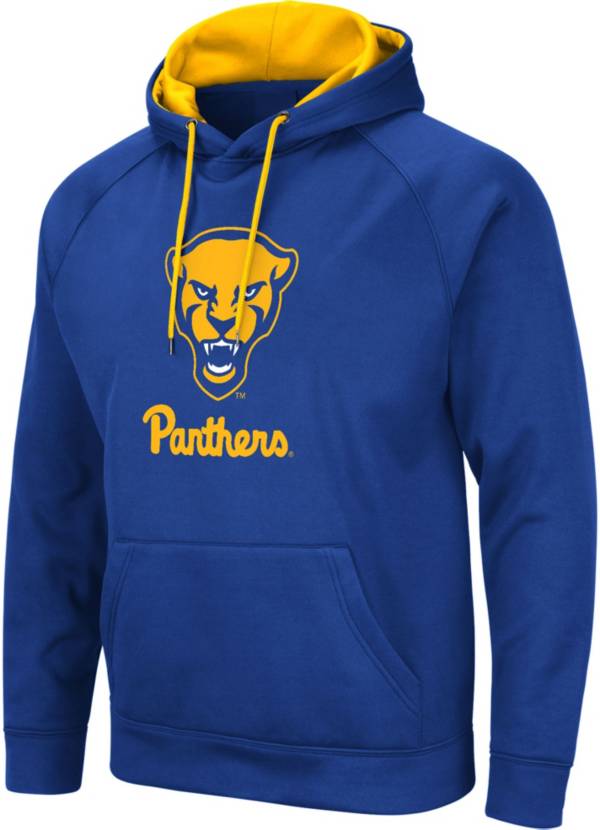 Men's New Era Blue/Black Detroit Lions Colorblocked Pullover Hoodie