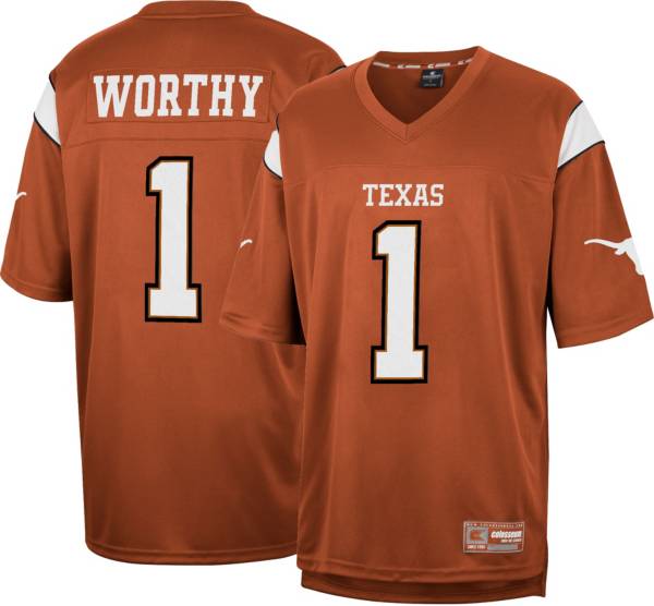 Colosseum Men's Texas Longhorns Xavier Worthy 1 Burnt Orange Replica Football Jersey Dick's