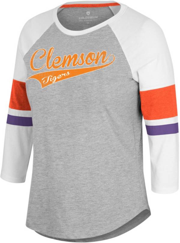 Colosseum Women's Clemson Tigers Grey Softball 3/4 Sleeve T-Shirt product image