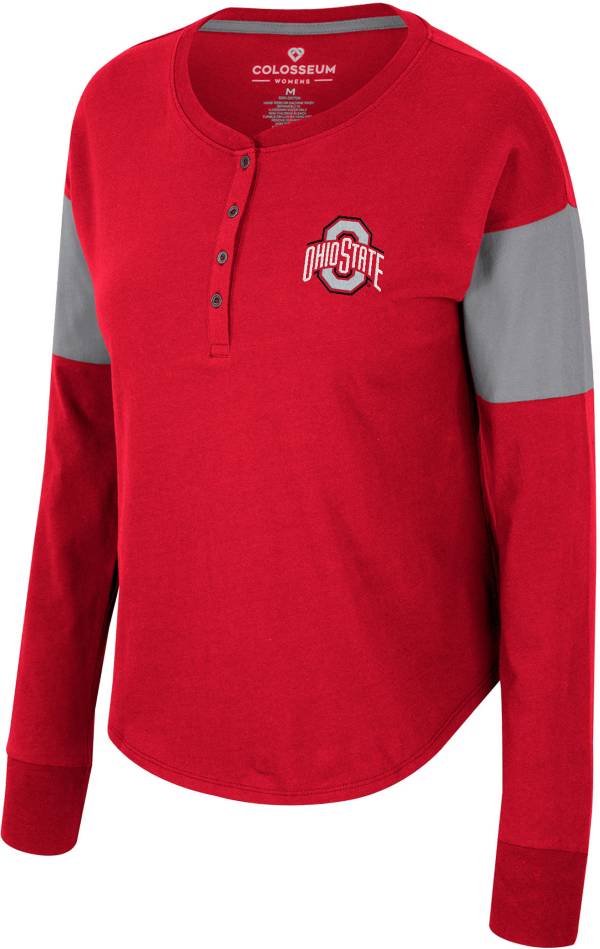 UG APPAREL Women's Scarlet/White Ohio State Buckeyes Melange Striped Boxy  Long Sleeve T-Shirt