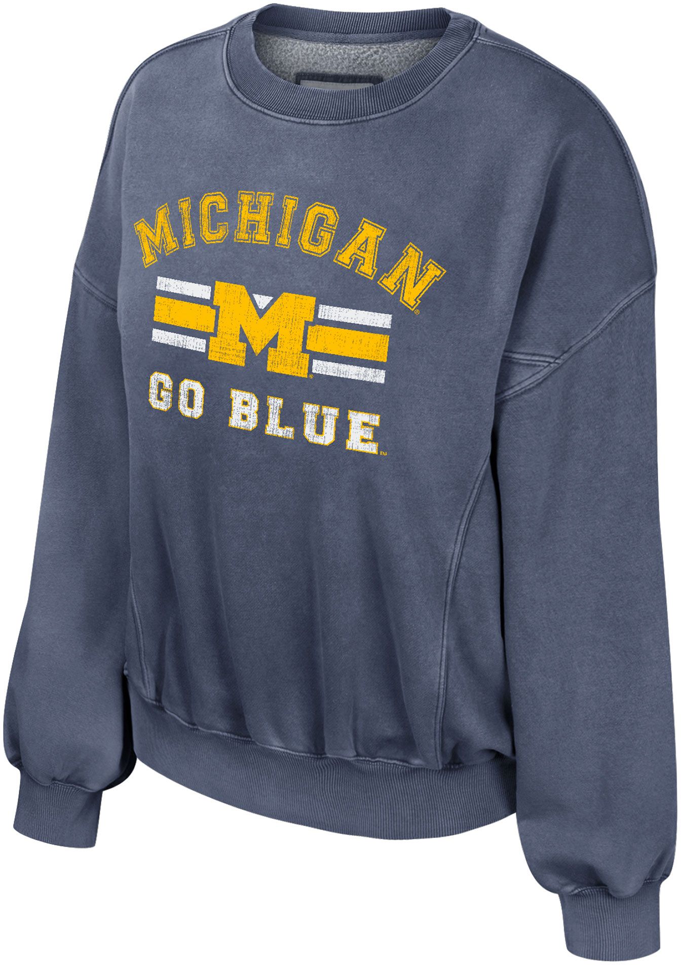 Colosseum Women's Michigan Wolverines Blue Audrey Crew Fleece Sweatshirt