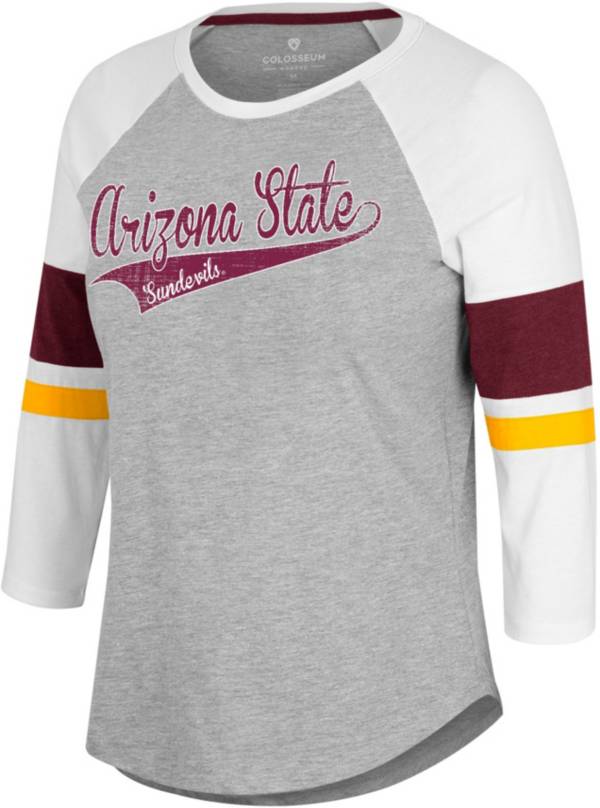 Colosseum Women's Arizona State Sun Devils Grey Softball 3/4 Sleeve T-Shirt product image