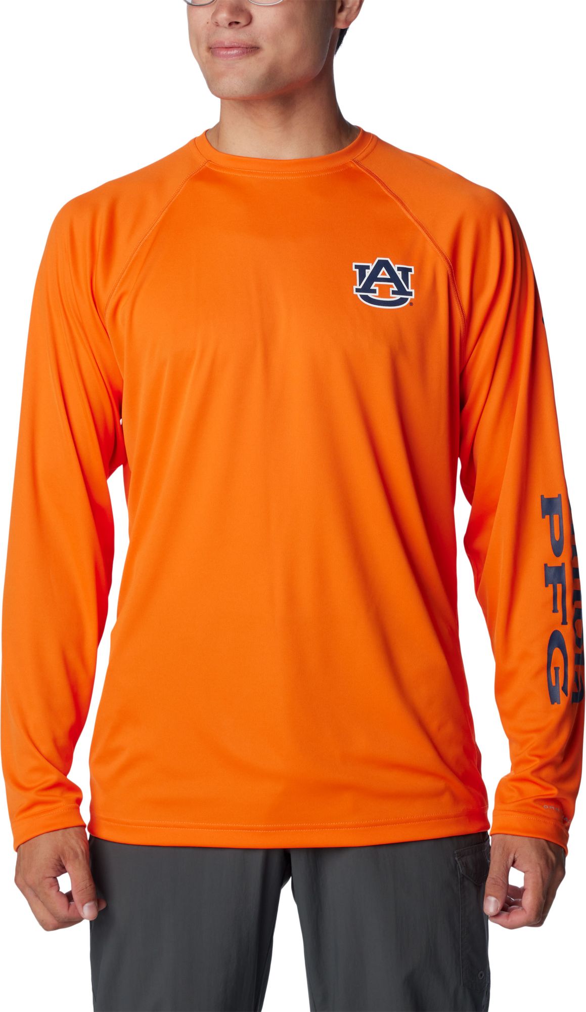 Columbia Men's Auburn Tigers Orange Terminal Tackle Long Sleeve Shirt