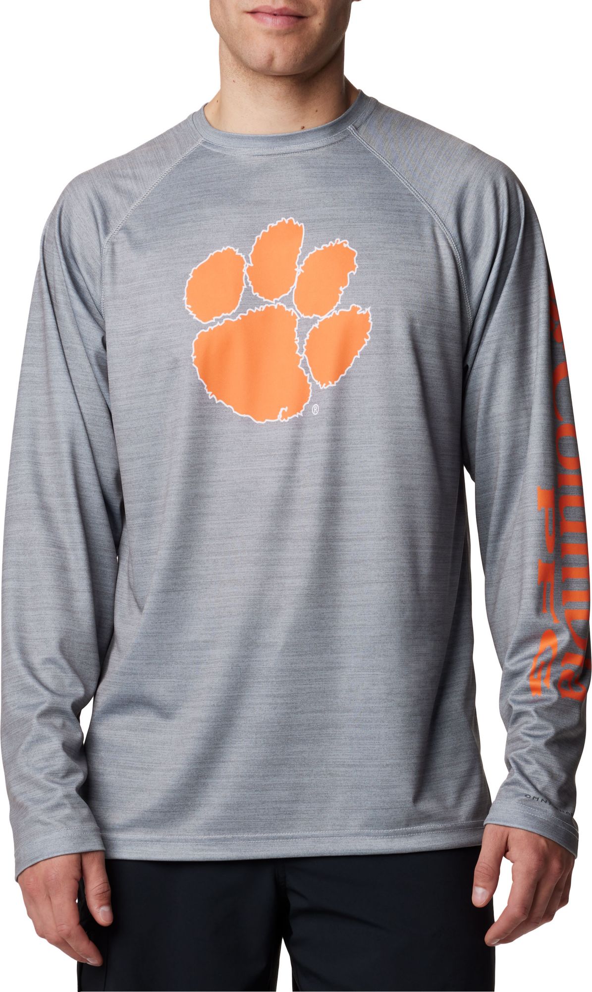 Columbia Men's Clemson Tigers Grey Heather Terminal Tackle Long Sleeve Shirt product image