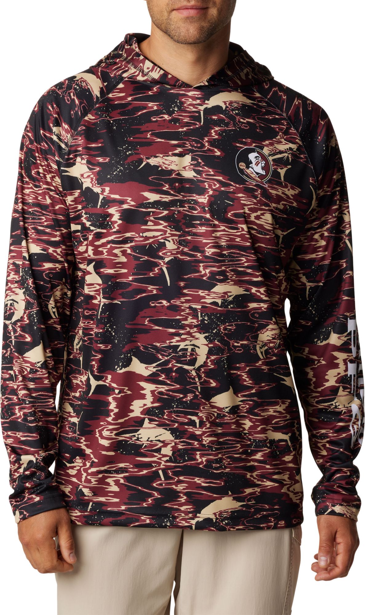 Columbia Men's Florida State Seminoles Black PFG Super Terminal Tackle Long Sleeve Hooded T-Shirt product image