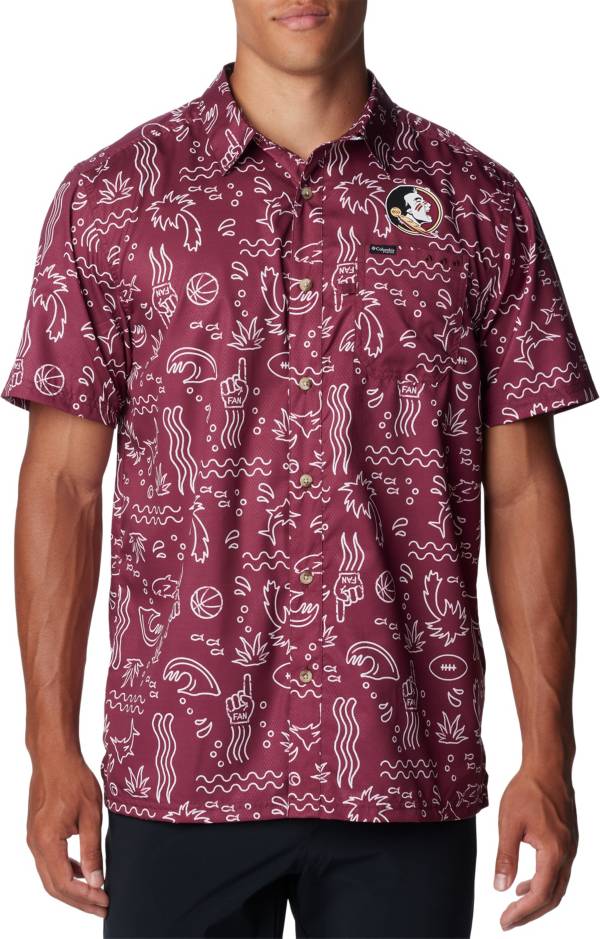 Columbia Men's Florida State Seminoles Garnet Super Slack Button Down Shirt