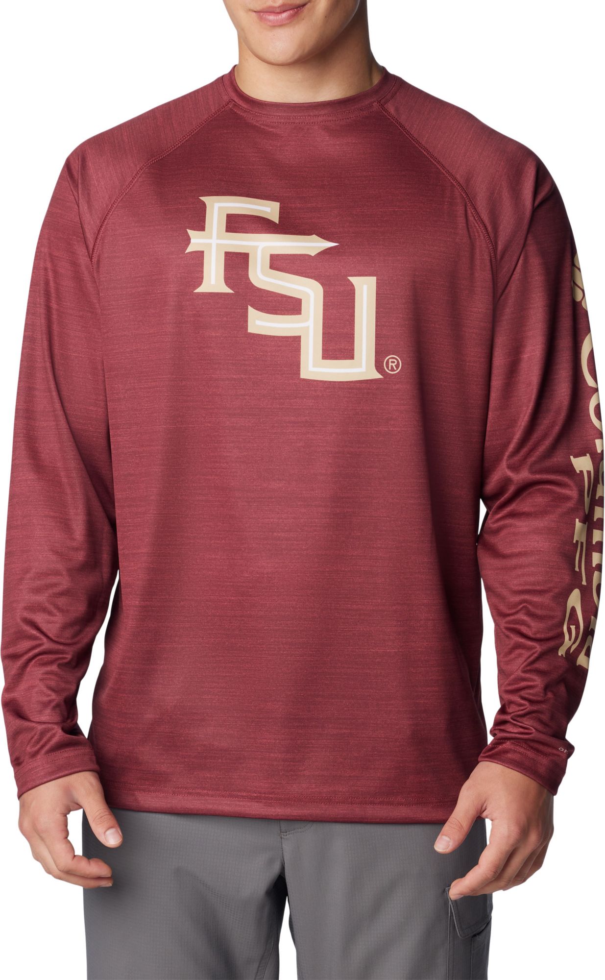 Columbia Men's Florida State Seminoles Garnet Heathered Terminal Tackle Long Sleeve T-Shirt product image
