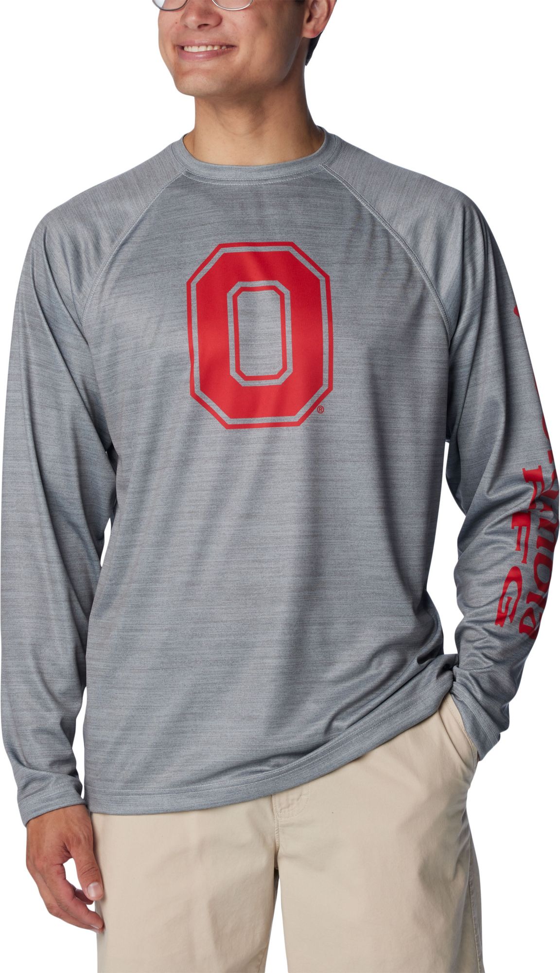 Columbia Men's Ohio State Buckeyes Grey Heather Terminal Tackle Long Sleeve Shirt product image